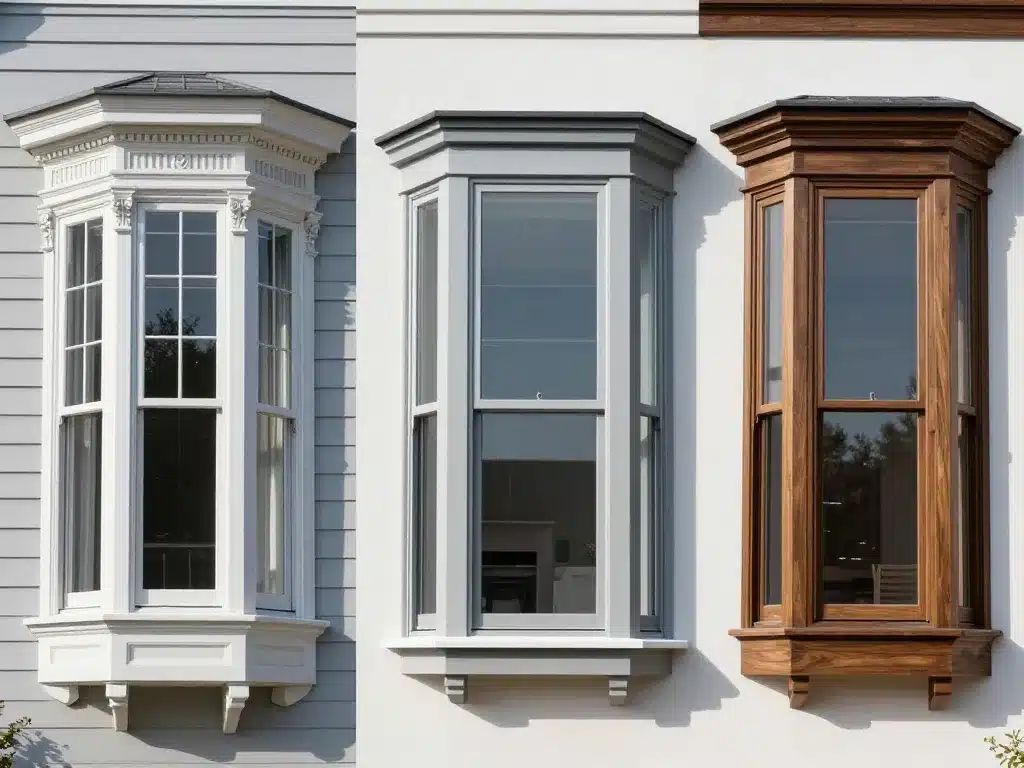 Différents styles et matériaux bow windows sur façades