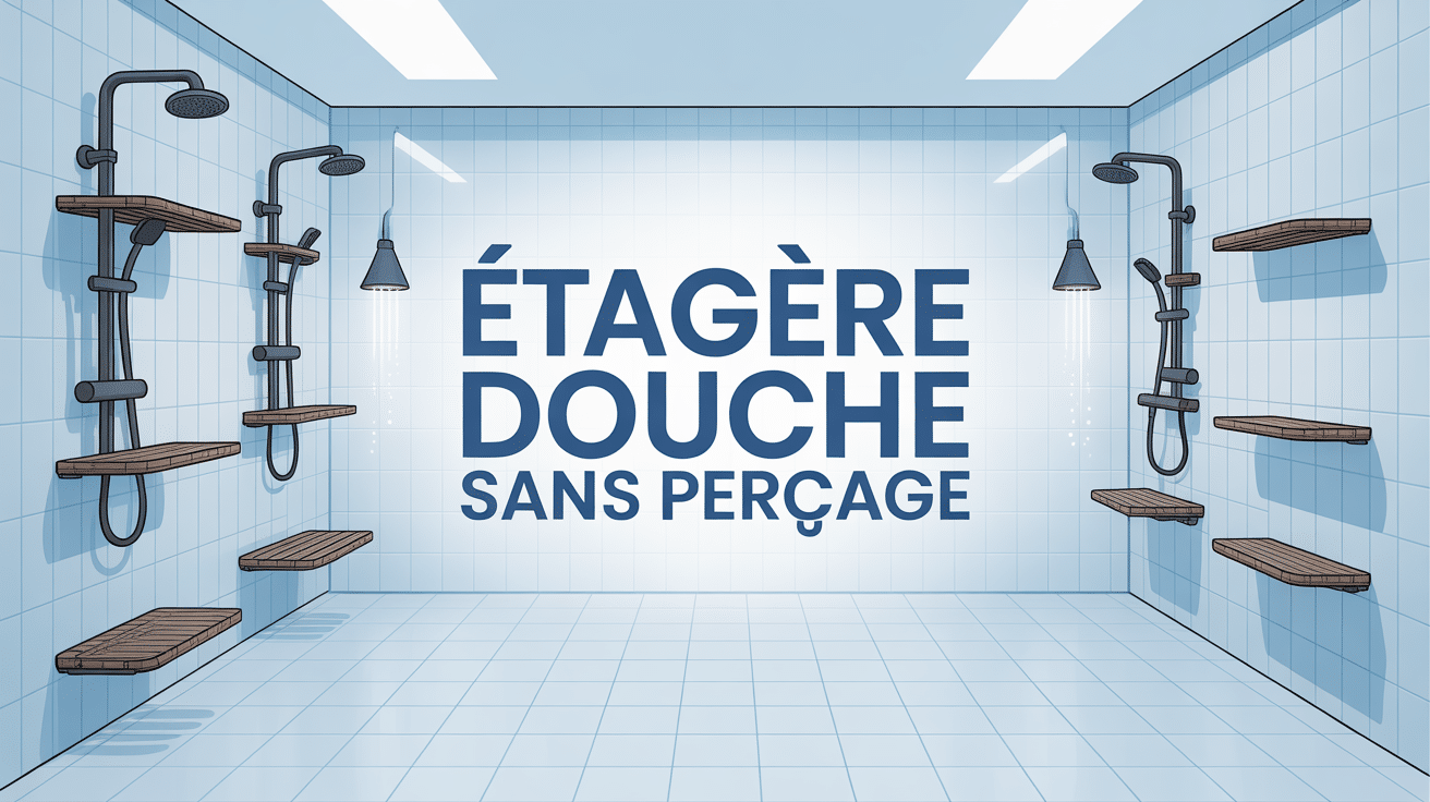 illustration etagere douche sans percage moderne