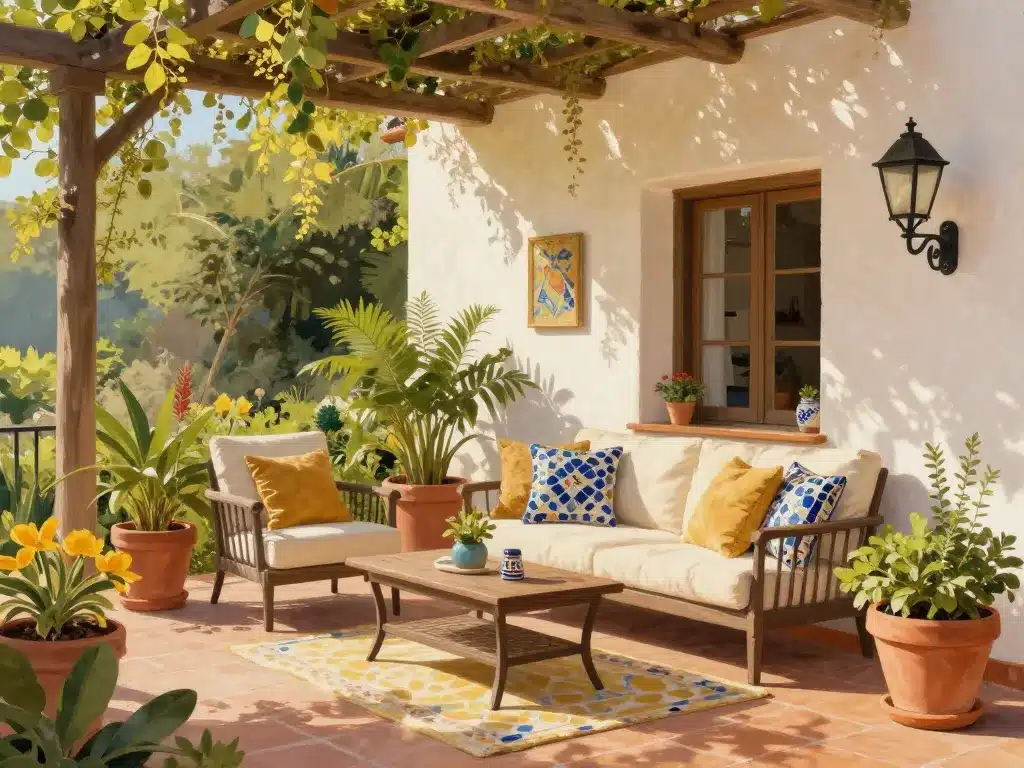 terrasse aménagée maison espagnole