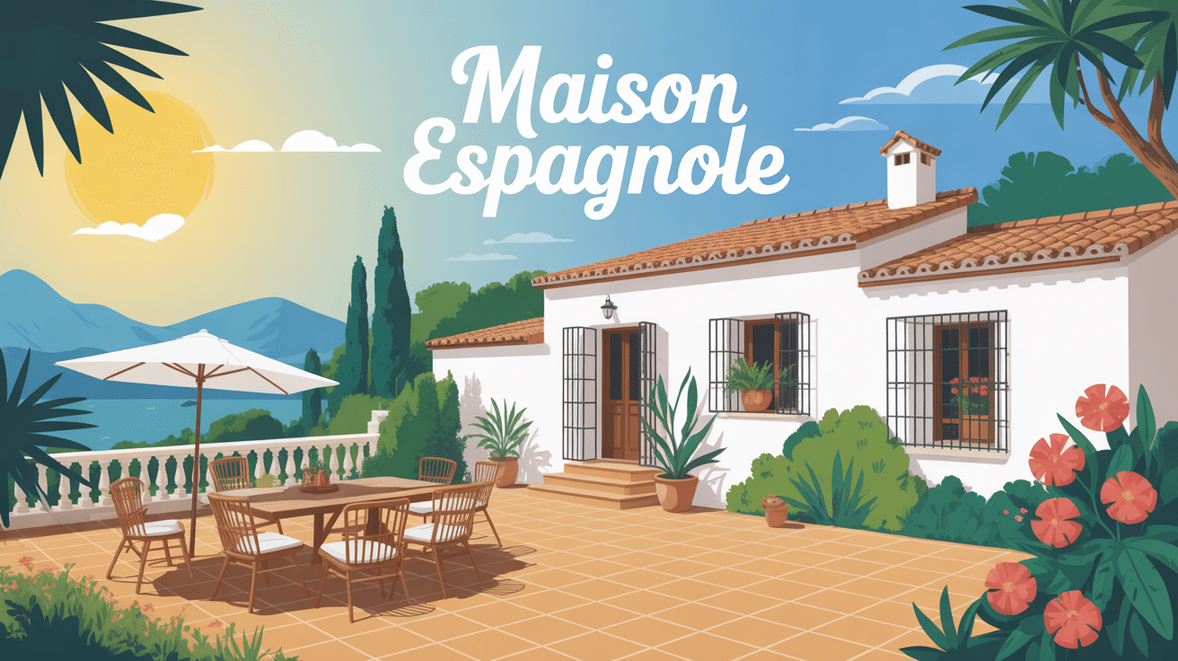 illustration maison espagnole méditerranéenne
