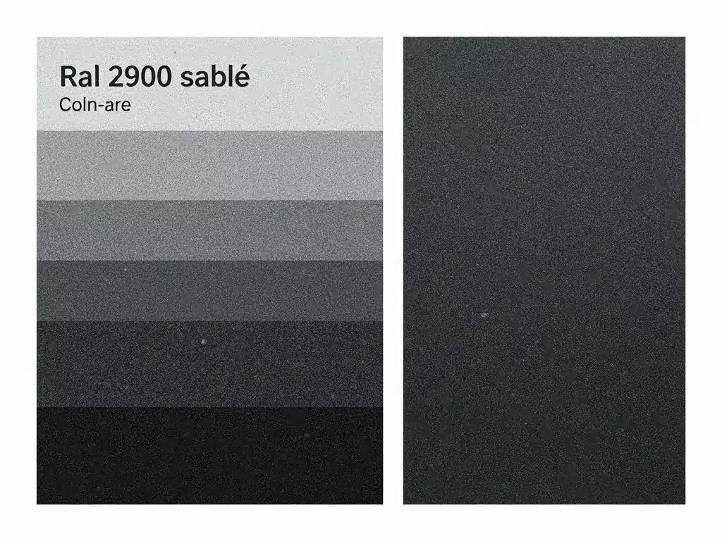 ral 2900 sablé comparaison textures et finition noire granitée