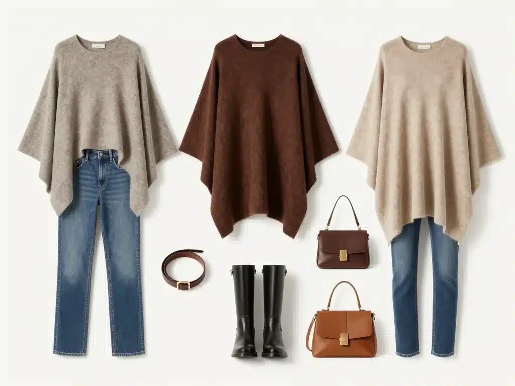 Idées tenues poncho femme accessoires mix