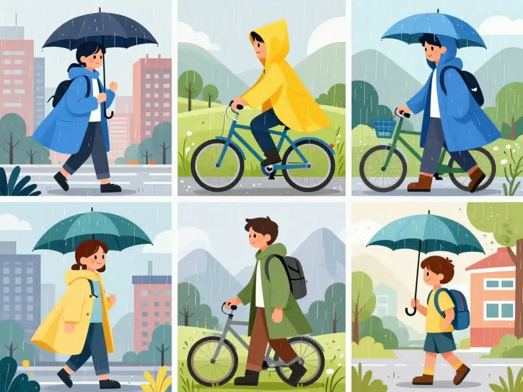 Différents types cape de pluie usages