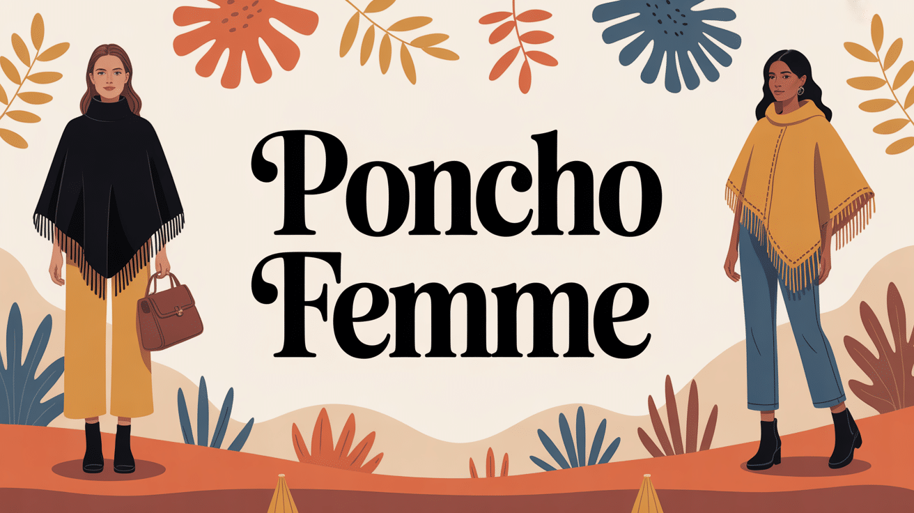 Illustration poncho femme styles automne
