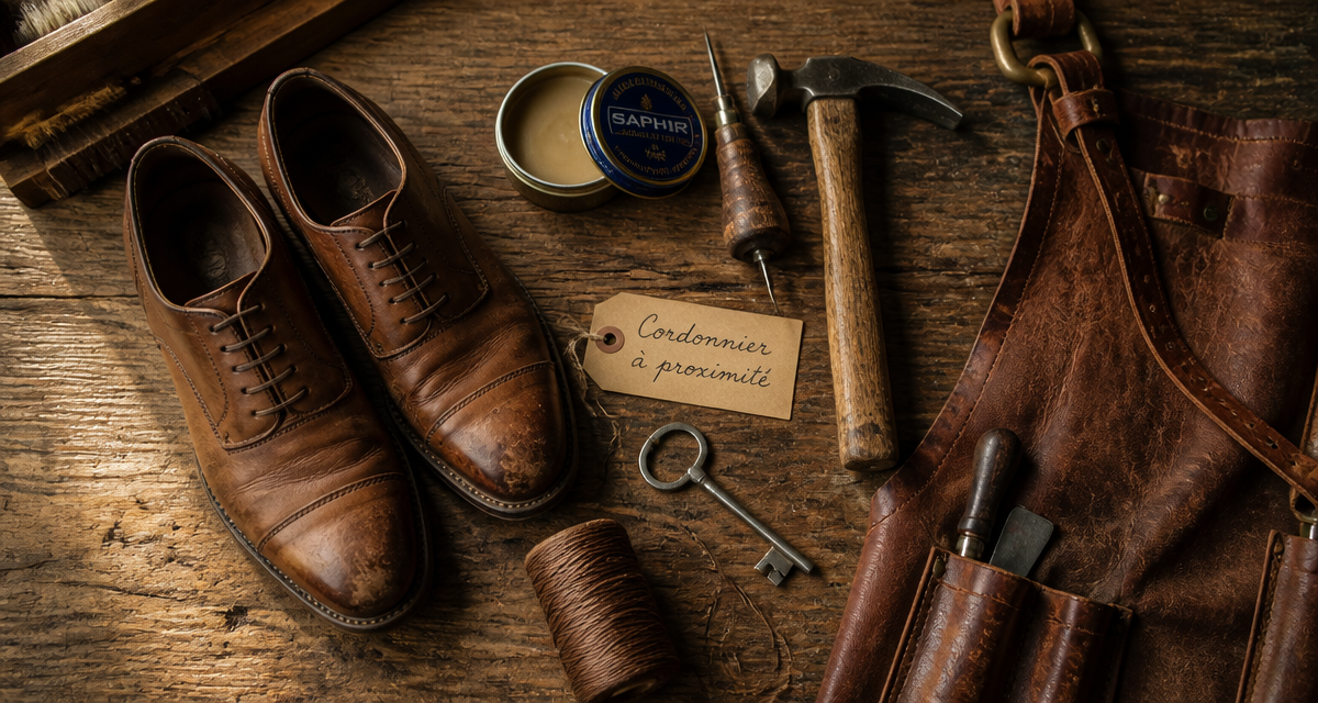 cordonnier à proximité établi outils cuir