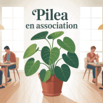 pilea en asso entouré membres salle lumineuse