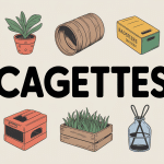 Illustration cagettes bois plastique carton organisation DIY