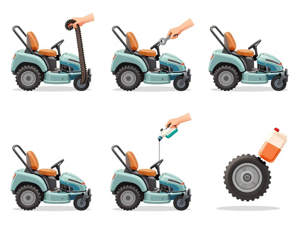 étapes réparation transmission hydrostatique tondeuse diagramme process