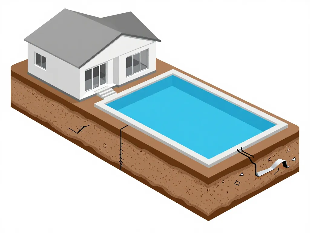 diagramme technique piscine à 1 m de la maison risques fissures infiltrations