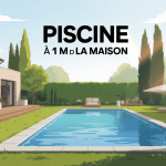 illustration maison moderne piscine à 1 m de la maison jardin