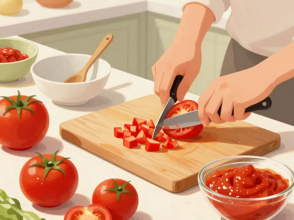 poid tomates découpe conversion recette