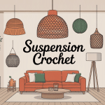 suspension crochet pour luminaire, plante et déco dans salon