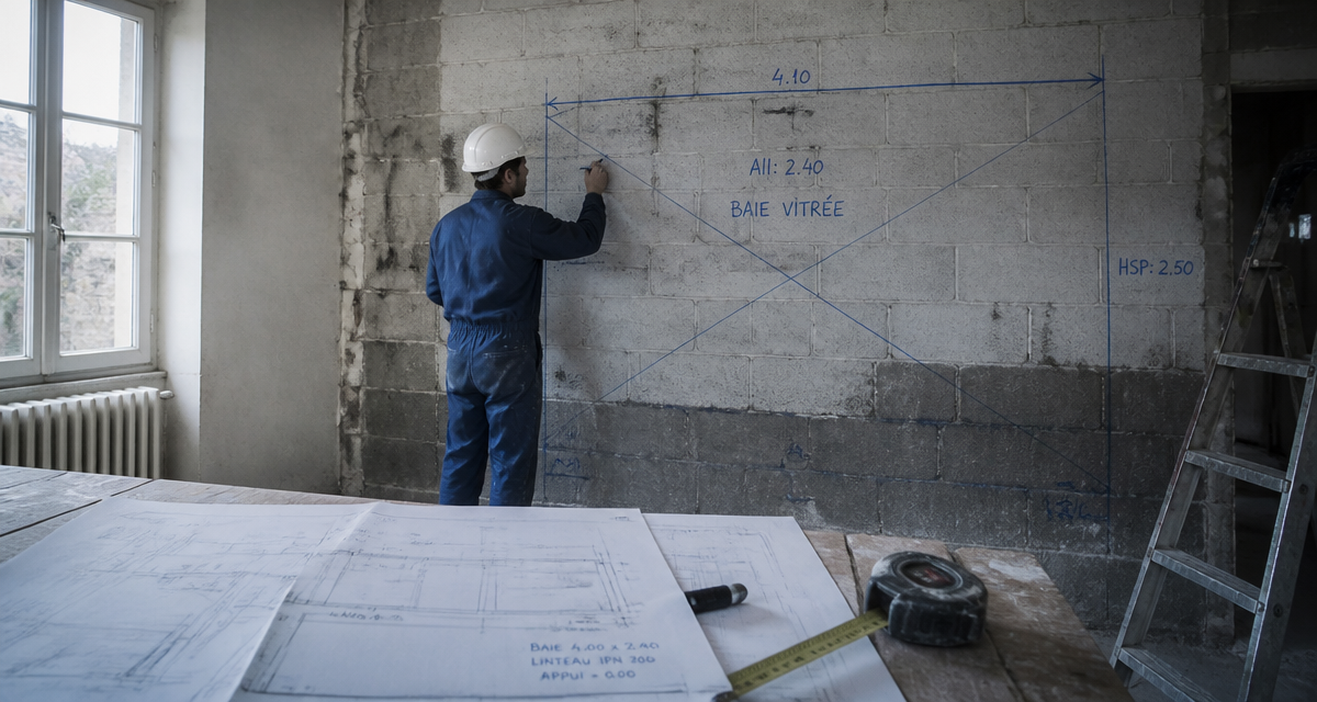 agrandir fenetre maçon trace baie vitrée mur salon