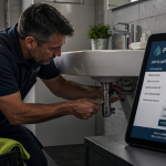 Artisan en 1 clic plombier prix réparant une fuite sous lavabo