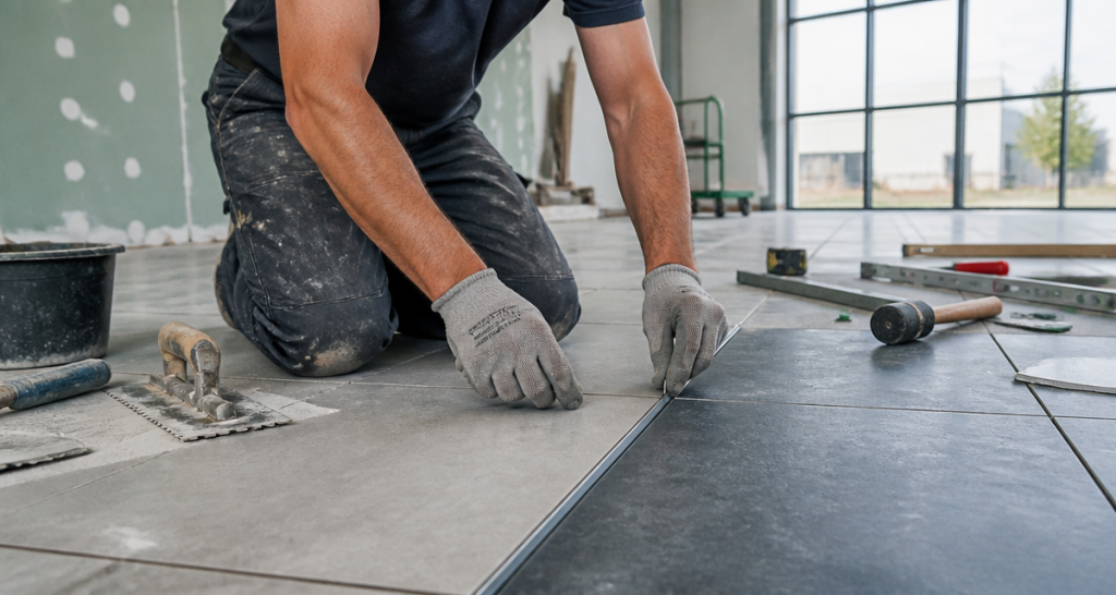 Carrelage joint de fractionnement posé par carreleur