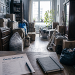 devis debarras sur table dans appartement encombré