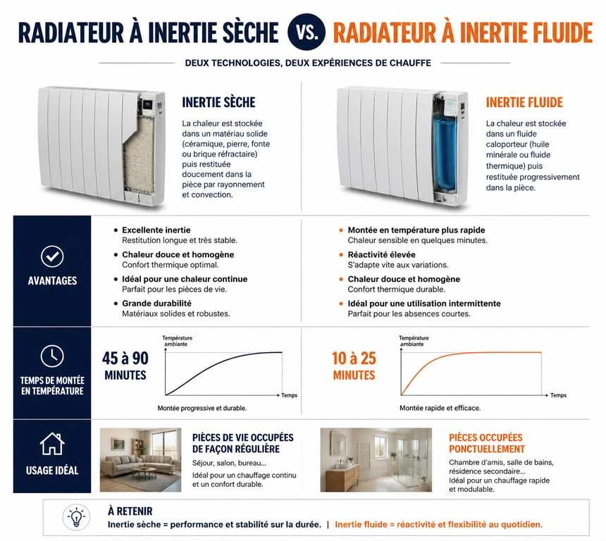 Comparatif radiateur à inertie sèche vs fluide pour choisir son chauffage