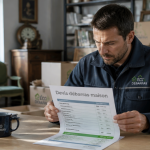 exemple devis débarras maison technicien examine devis
