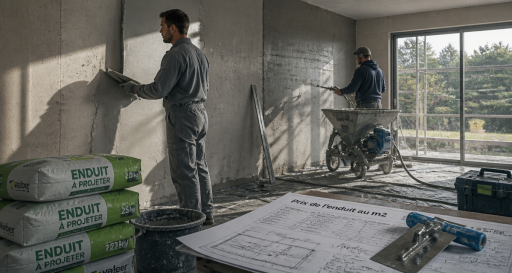 prix enduit m2 application enduit chantier