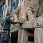 artisan rénovant colombage maison