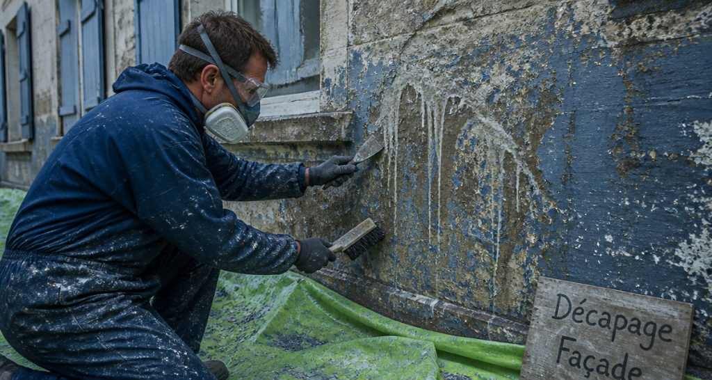 decaper facade peinture mur ancien