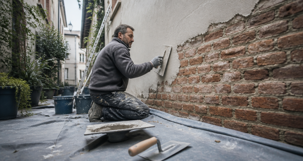enduit sur brique artisan applique enduit