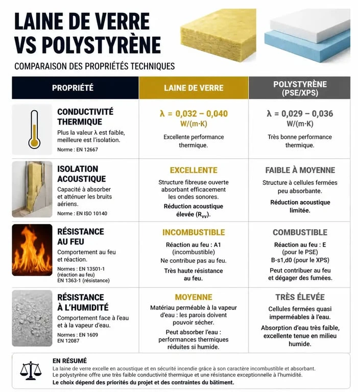 Comparatif technique entre isolation polystyrène ou laine de verre pour la rénovation énergétique