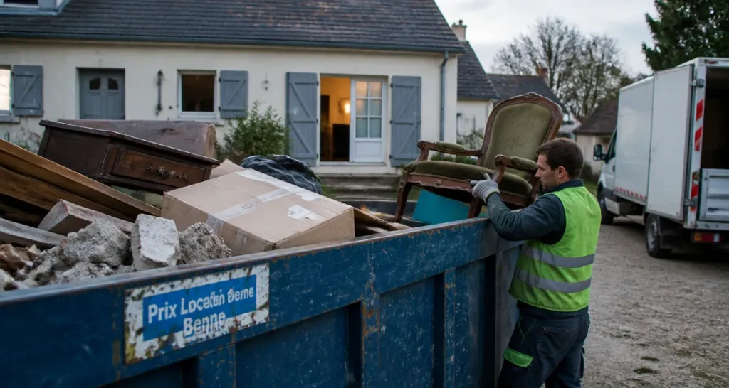 prix location benne pour vider maison chantier