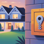 illustration maison boîte à clé sécurisée extérieur assurance