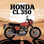 Honda CL 350 profil rétro sur route campagne