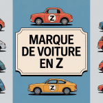 marque de voiture en z sur panneau central avec voitures stylisées