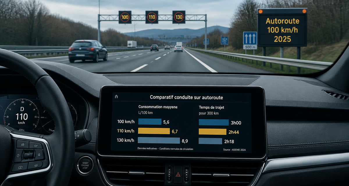 autoroute 100 km h 2025 tableau de bord graphique