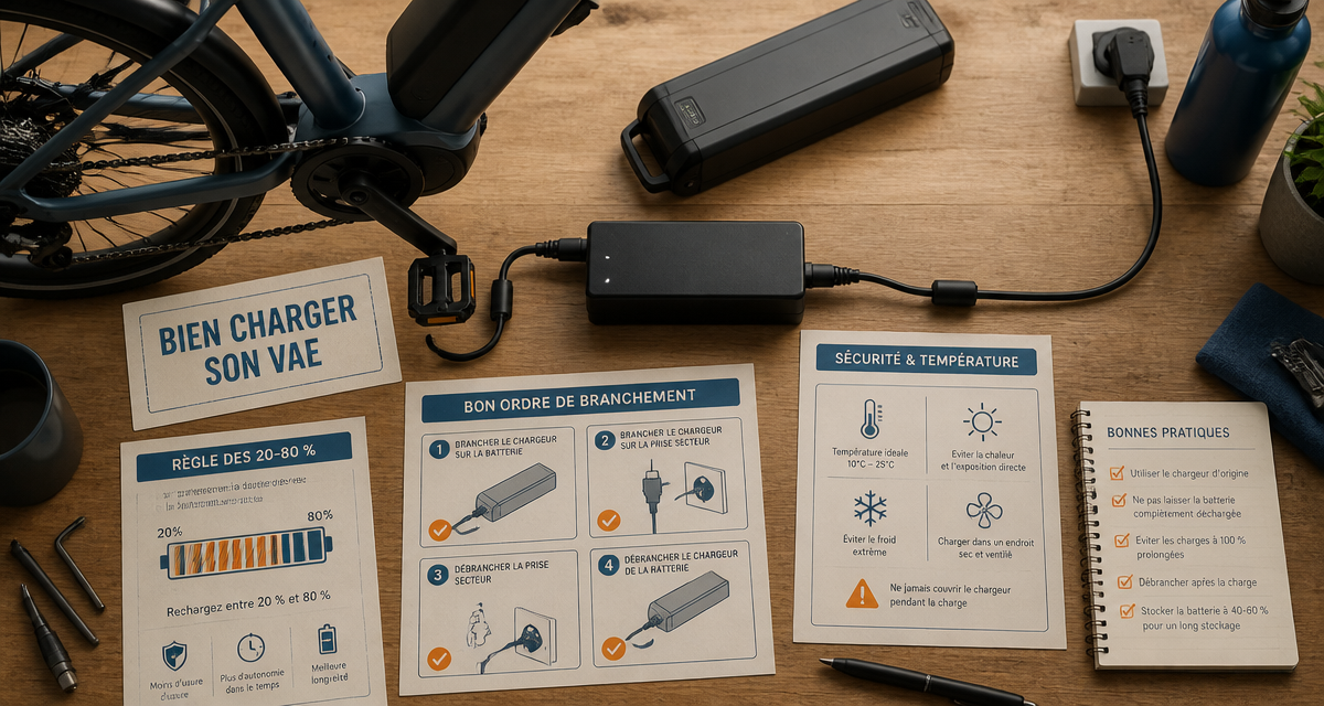 charger velo electrique batterie sur etabli