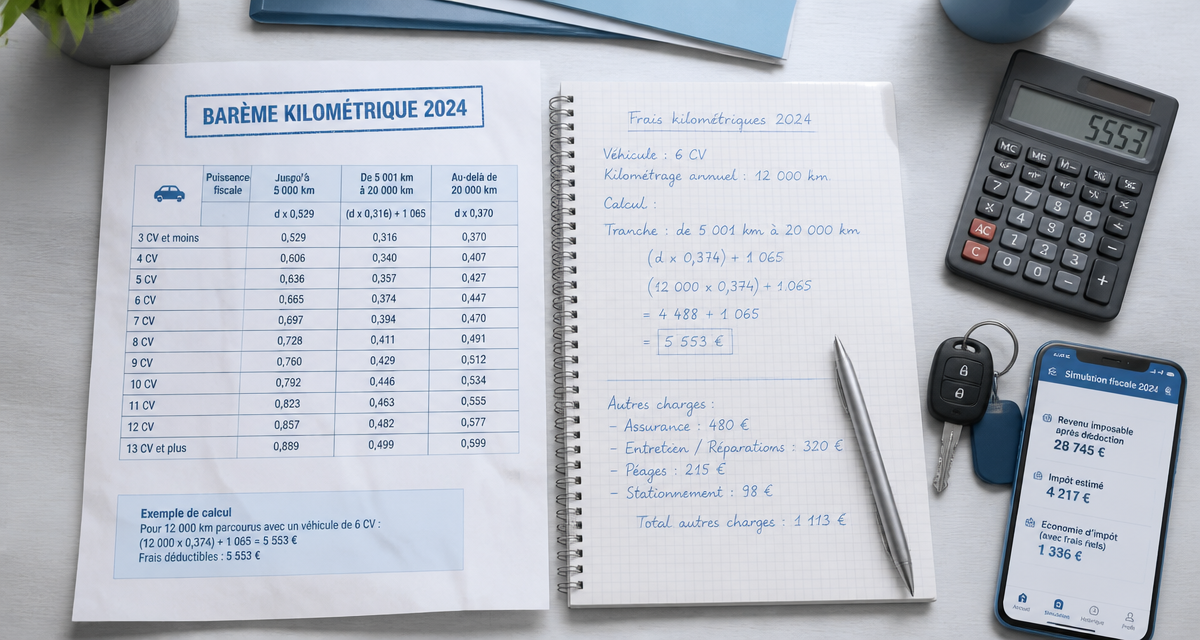 declarer kms impots feuille barème calculatrice