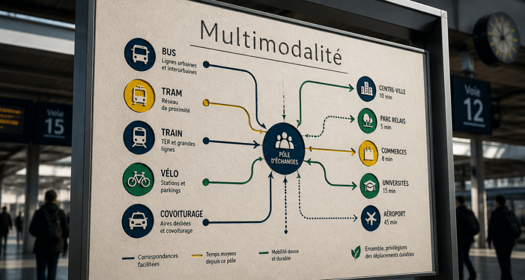 multimodalité def infographie panneau gare