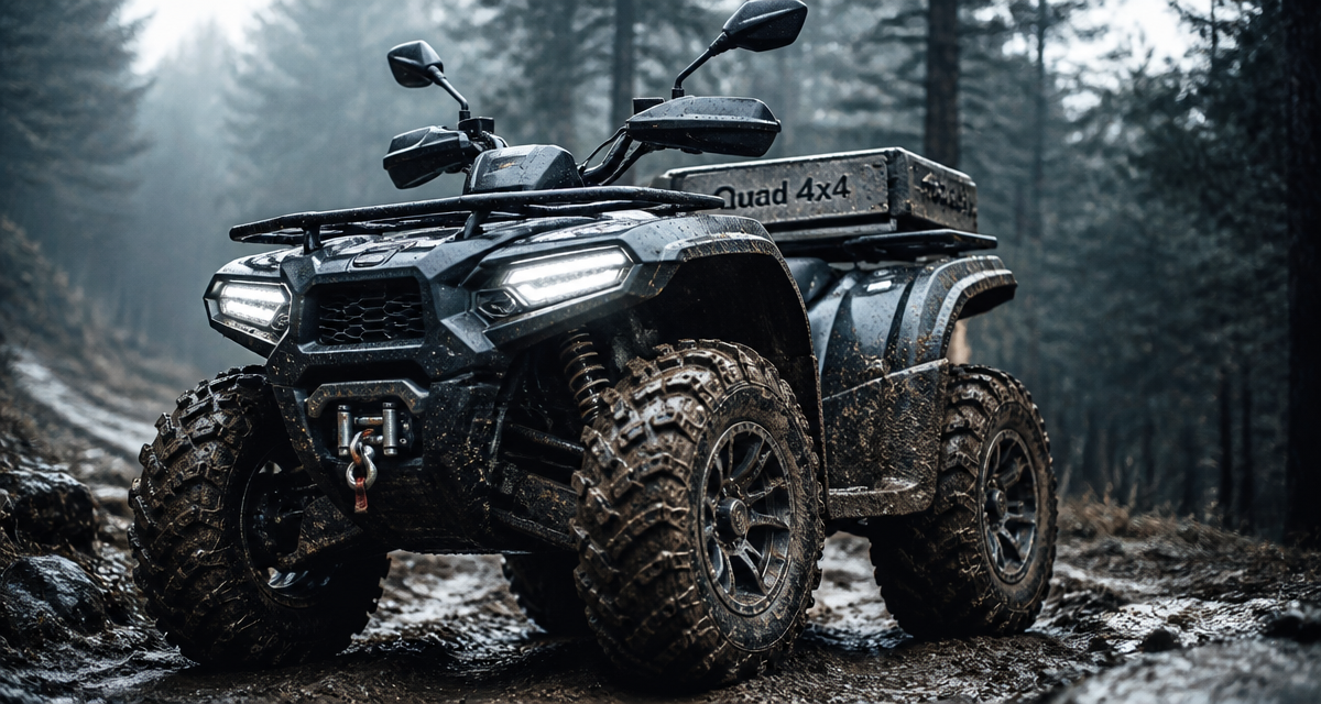 quads 4x4 sur chemin boueux en forêt