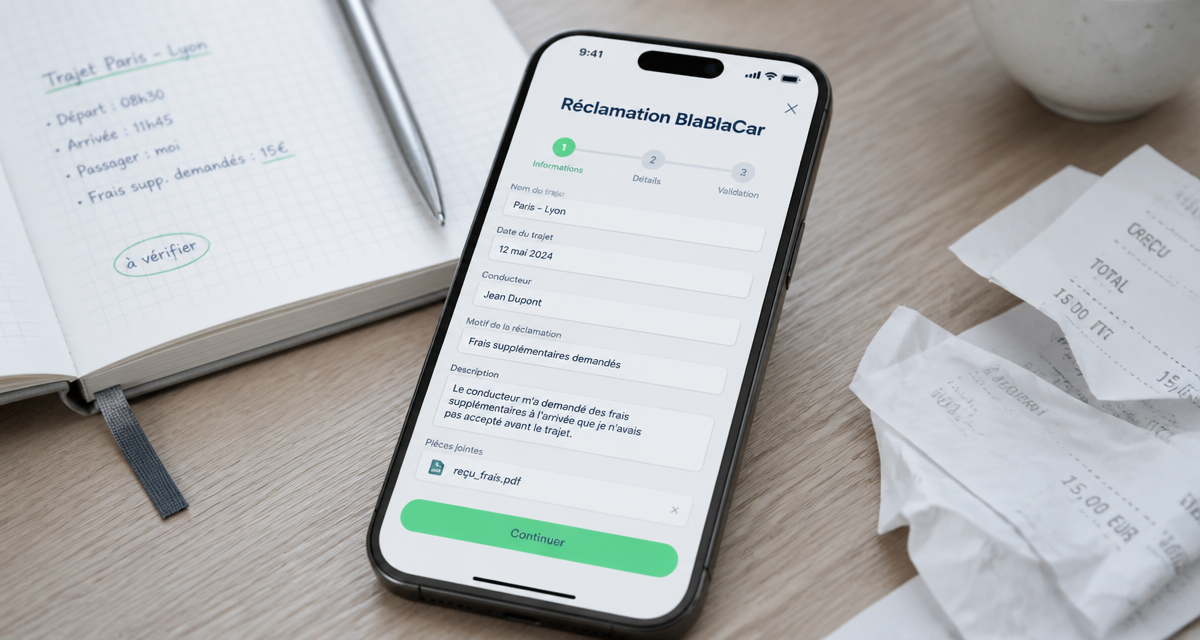 réclamation blablacar sur application mobile