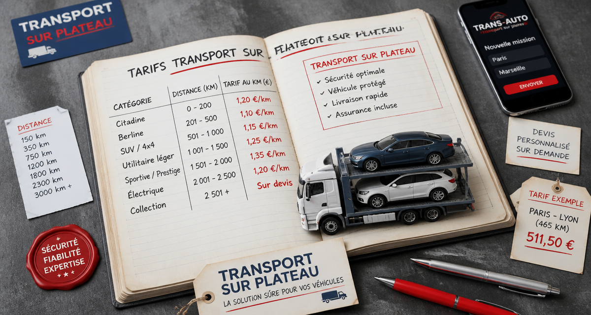 transport voiture sur plateau prix tableau tarifs