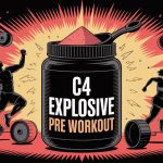 pot c4 explosive pre workout avec éclairs et sportifs
