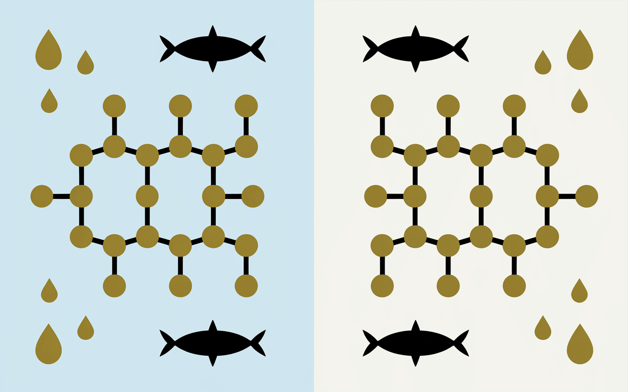 epa omega 3 dha deux structures moléculaires poisson gouttes huile