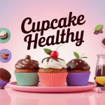 Illustration 3D de cupcake healthy avec ingrédients sains