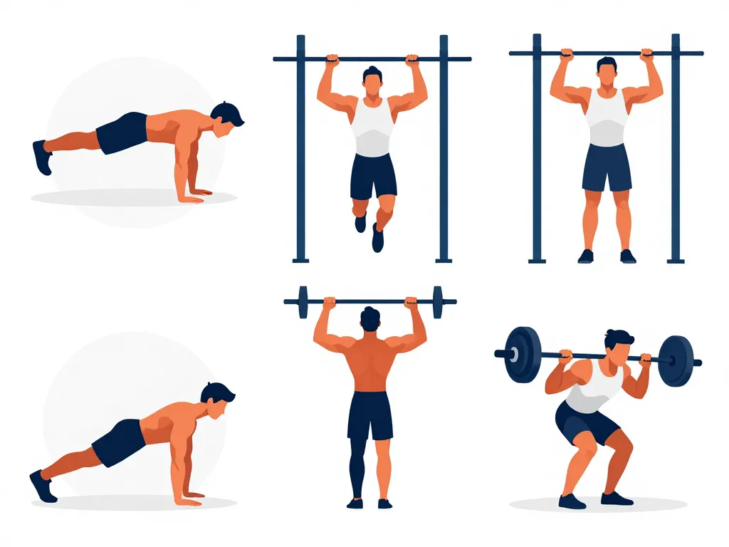illustration musculation du haut du corps push-ups tractions dips