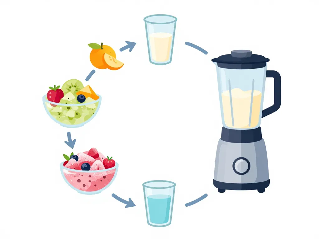 schéma concept smoothie au fruit congelé fait maison