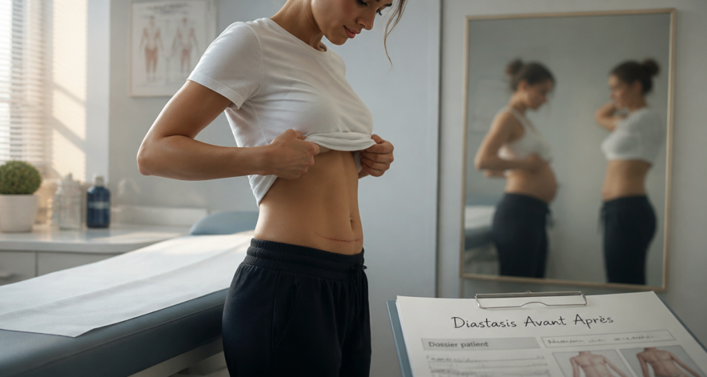 diastasis avant apres ventre plat cicatrice