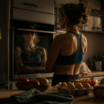 je veux maigrir mais je n ai aucune volonte femme devant aliments sains et biscuits