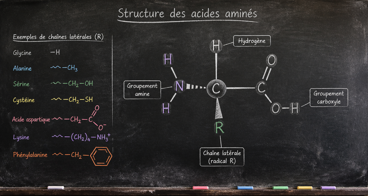 structures des acides amines schema tableau noir