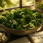 aliments riches en vitamine k sur table rustique