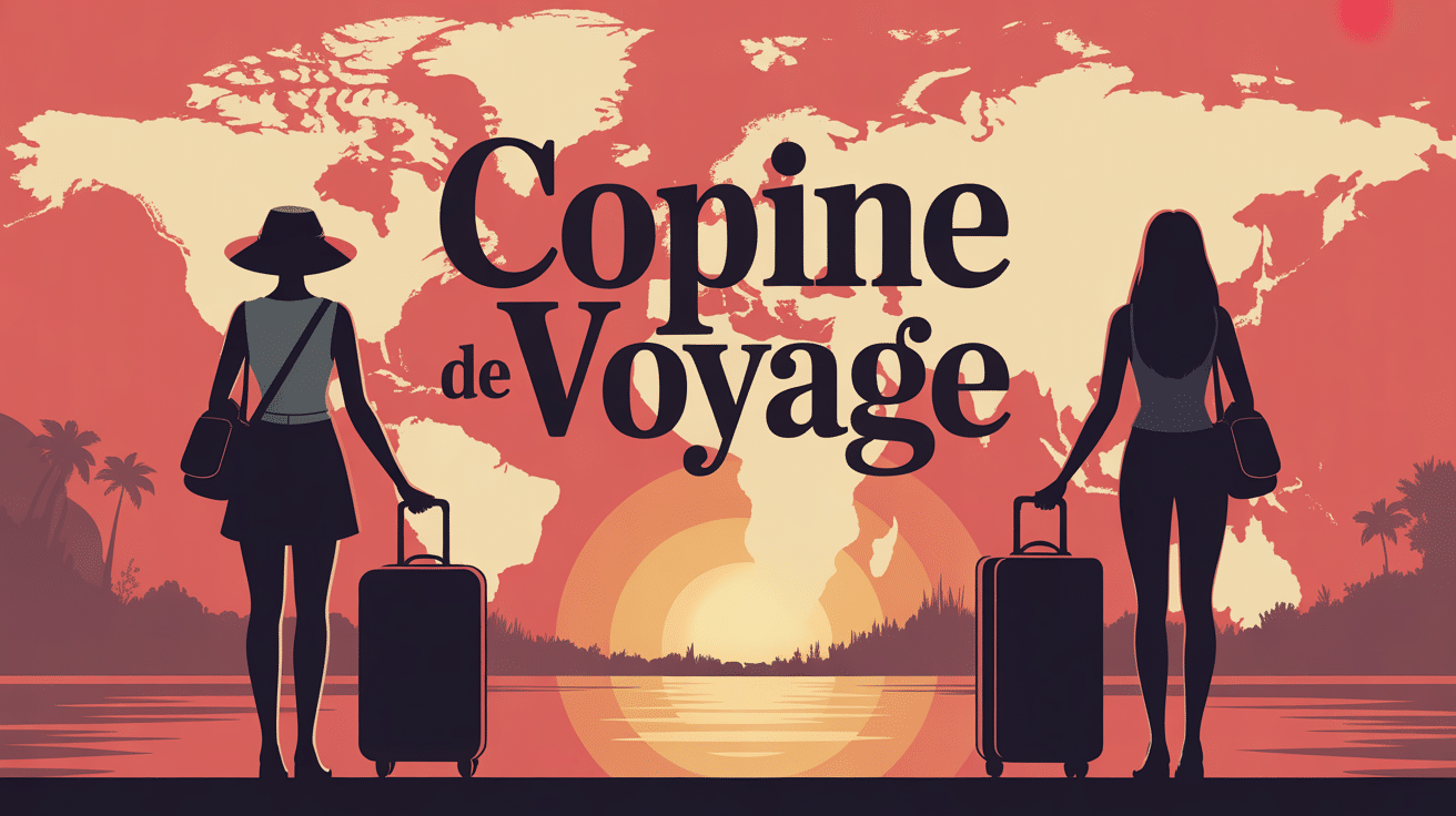 Illustration copine de voyage silhouettes féminines avec valises et carte du monde