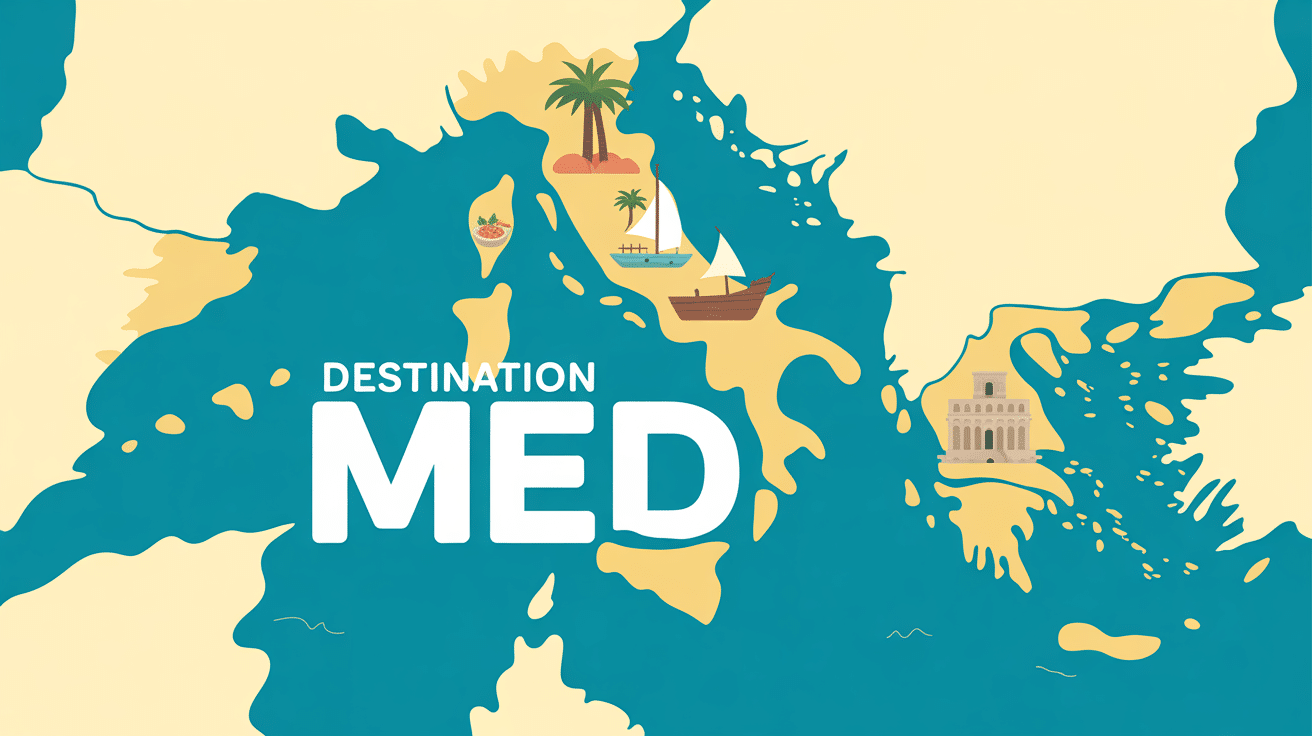 illustration destination med carte mediterranee voyage