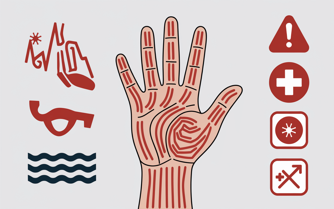 main marquée piqûre fausse méduse méditerranée danger venin